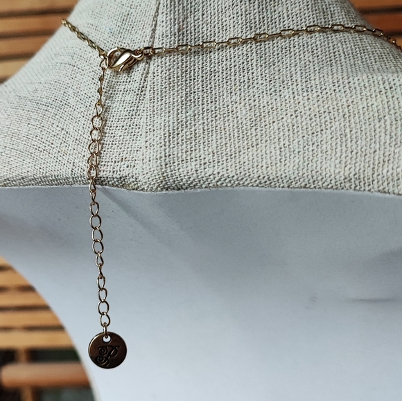 Faux Plunder Brand Faux Opal Baguette Rhinestone Gold Tone Necklace Pendant NEW - Picture 7 of 10